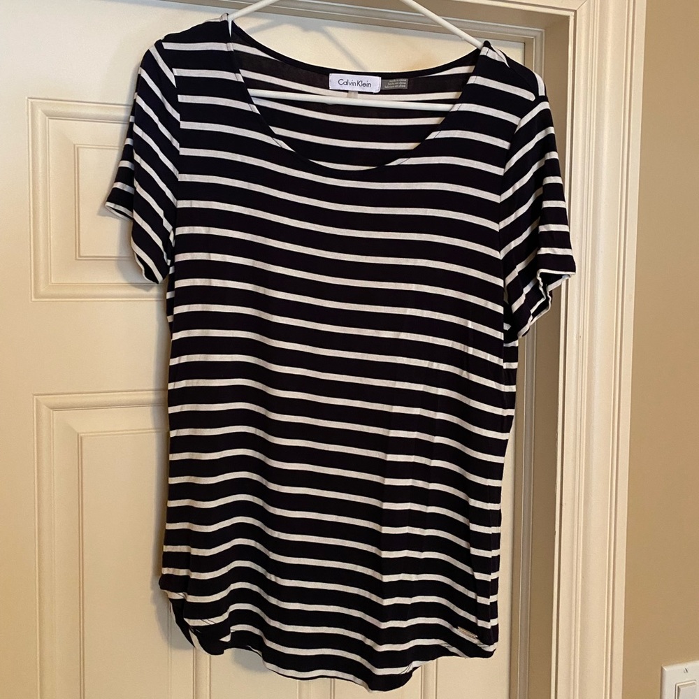 Calvin Klein Short Sleeve Blue/White Top